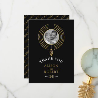 Jewelry inspired frame with photo thank you card