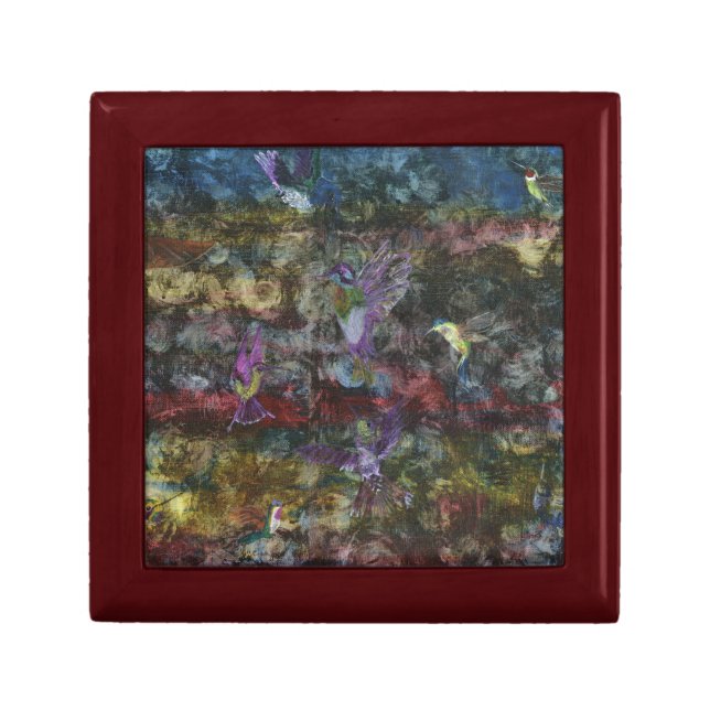 Jewelry Keepsake Box of Hummingbirds in Flight (Front)