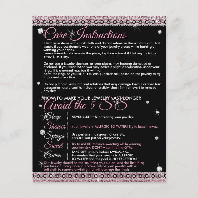 Jewelry Last Longer Care Instructions Join Team Flyer (Front)