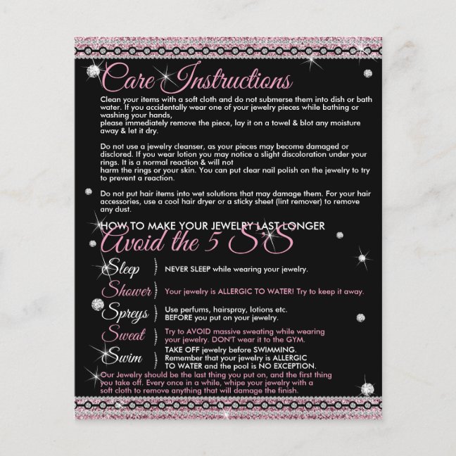 Jewelry Last Longer Care Instructions Join Team Flyer