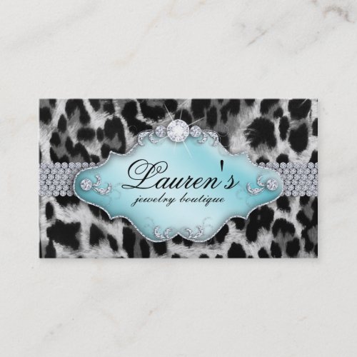 Jewelry Leopard Business Card Black Blue