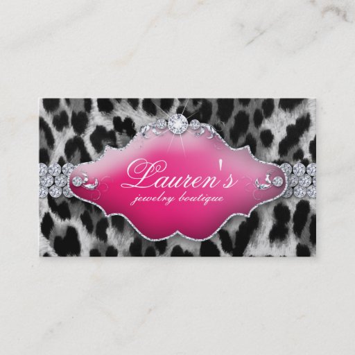 Customizable Jewelry Leopard Business Card Black Pink