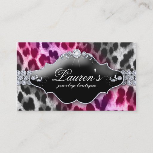 Customizable Jewelry Leopard Business Card Pink Black