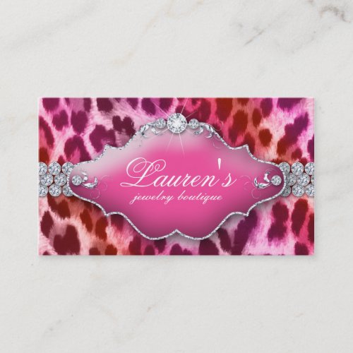 Jewelry Leopard Business Card Pink Orange