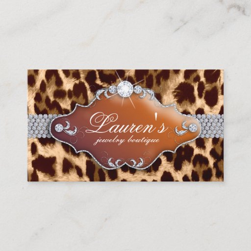 Customizable Jewelry Leopard Business Card Tanning Brown