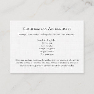 Jewelry Letter Authenticity, Certificate Template