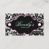 Jewelry Loyalty Card Pink Damask Diamonds (Front)