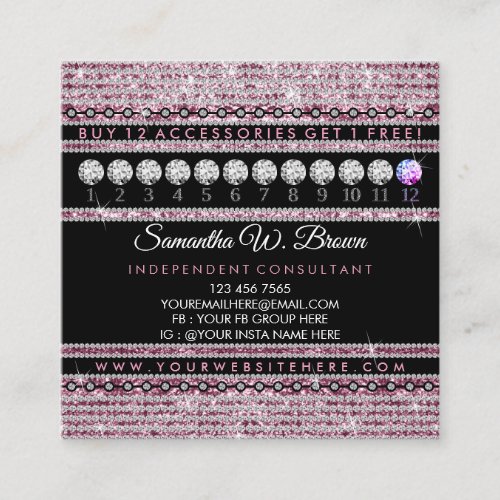 Jewelry Loyalty Punch Square Business Card