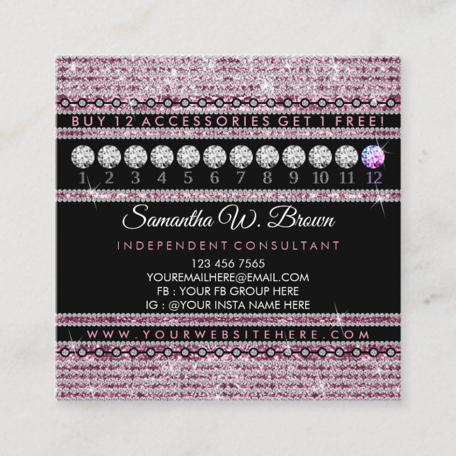 Jewelry Loyalty Punch Square Business Card (Front)