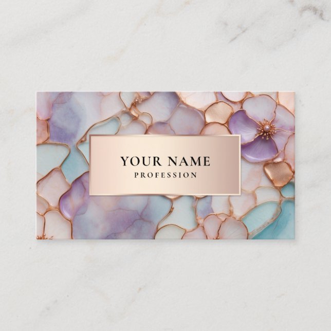 Jewelry Luxury Flowers Chic QR Code Business Card (Front)