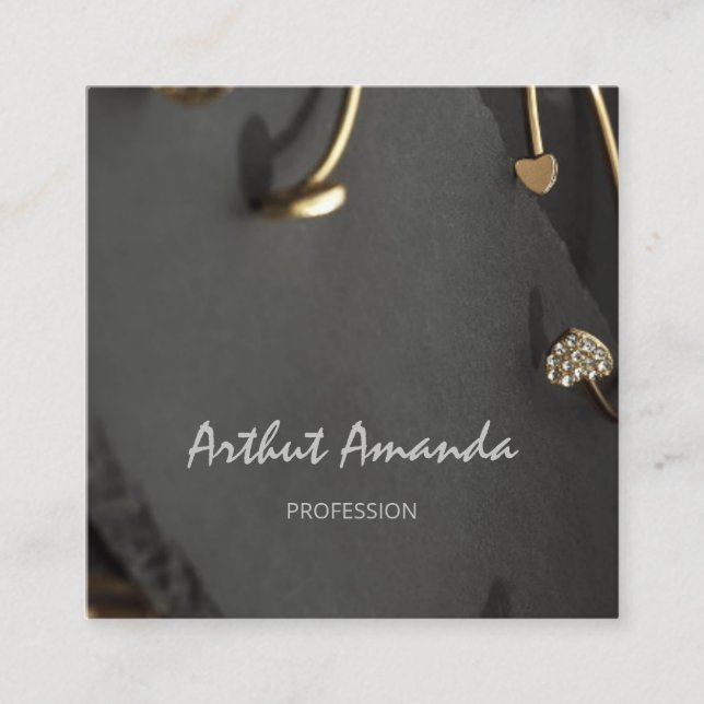 Jewelry Luxury Golden Ring Custom Logo Minimalism Square Business Card (Front)