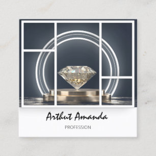 Jewelry Luxury Goods Boutique Custom Logo Diamond Square Business Card