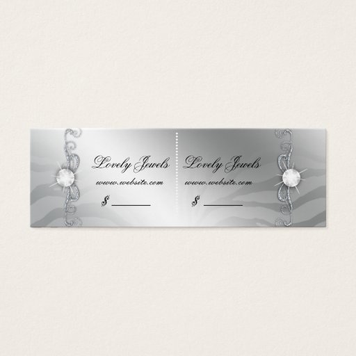 Customizable Jewelry Luxury Zebra Price Tag Pink Silver Sparkle Business Card Templates