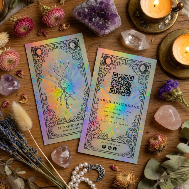 Jewelry Maker  | Holographic Celestial  Business Card (Creator Uploaded)