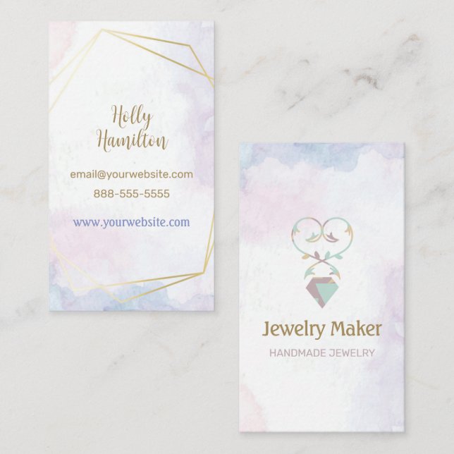 Jewelry Maker Necklace Watercolour Business Card (Front/Back)