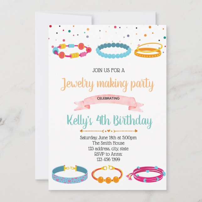 Jewelry making party invitation (Front)