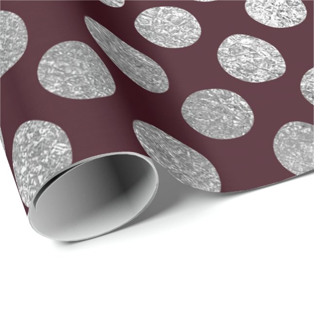 Jewelry Maroon Burgundy Silver Dots Vip Wrapping Paper (Roll Corner)