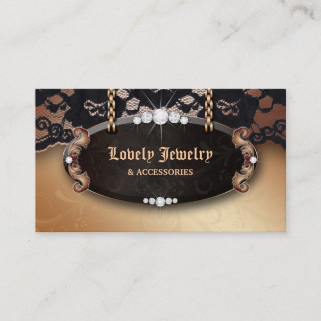 Jewelry N Lace Fashion Gold Business Card (Front)