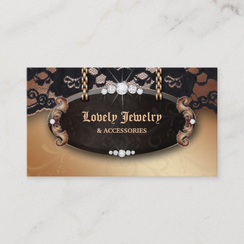 Jewelry N Lace Fashion Gold Chocolate Black Business Cards