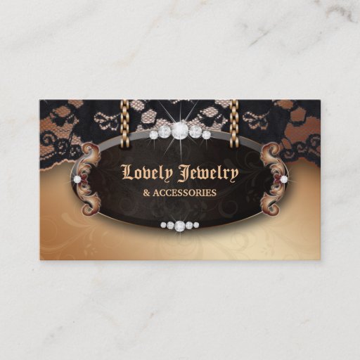 Customizable Jewelry N Lace Fashion Gold Chocolate Black Business Cards