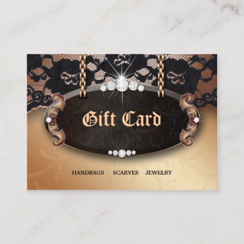 Jewelry N Lace Fashion Gold Gift Card Business Card Templates