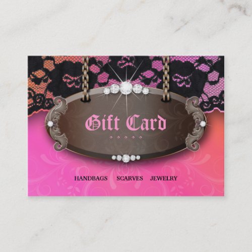 Jewelry N Lace Fashion Pink Orange Gift Card Business Card