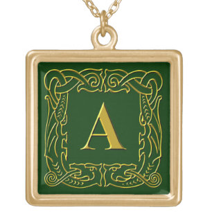 Jewelry - Necklace - Celtic Dragon-Framed "A"