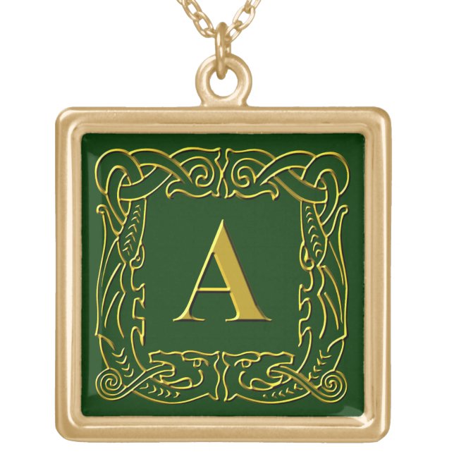 Jewelry - Necklace - Celtic Dragon-Framed "A" (Front)