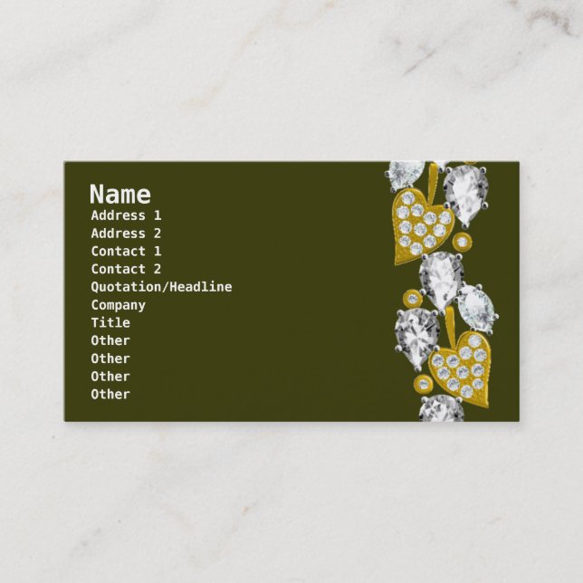 Jewelry-Olive green Business Card (Front)