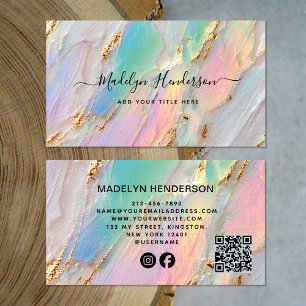 Jewelry Opal Brush Gold QR Code Social Media Business Card