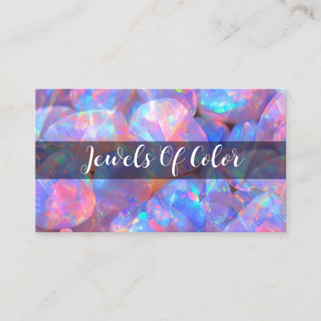 Jewelry Opal Look Colorful Business Cards (Front)