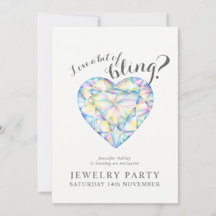 Jewelry party invites diamond love bling