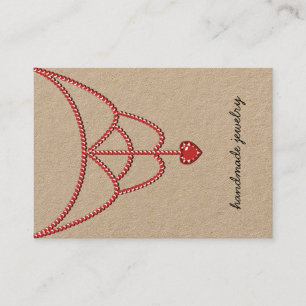 Jewelry Pearls Necklace Display Red Heart Glamour Business Card