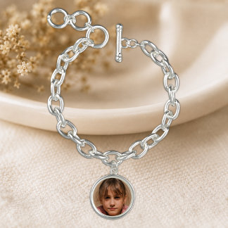Jewelry photo keepsake round charm bracelet