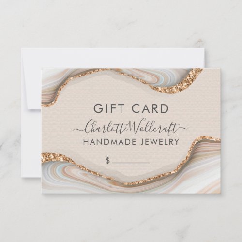 Jewelry Pink Gold Glitter Marble Gift Certificate