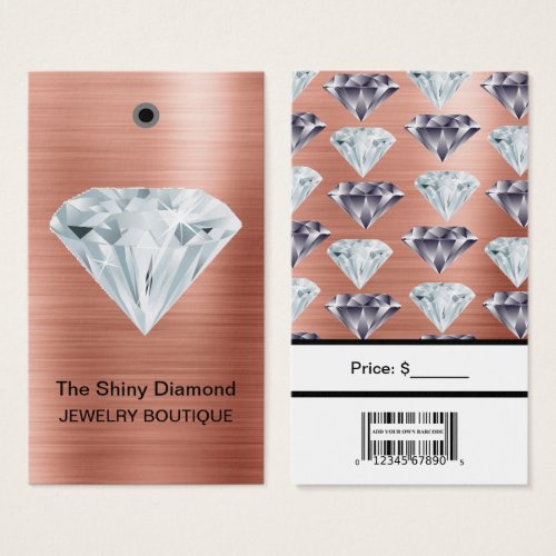 Jewelry Price Tags Diamond Rose Gold with Barcode