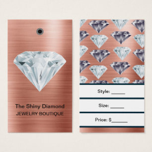 Jewelry Price Tags Diamond Rose Gold with Barcode