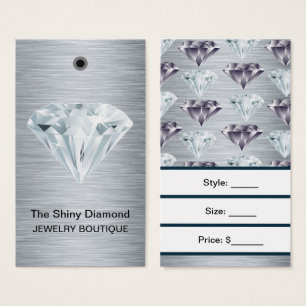 Jewelry Price Tags Diamond Silver with Barcode
