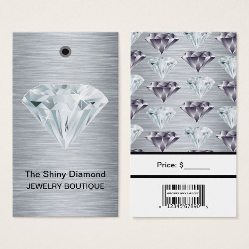 Jewelry Price Tags Diamond Silver with Barcode
