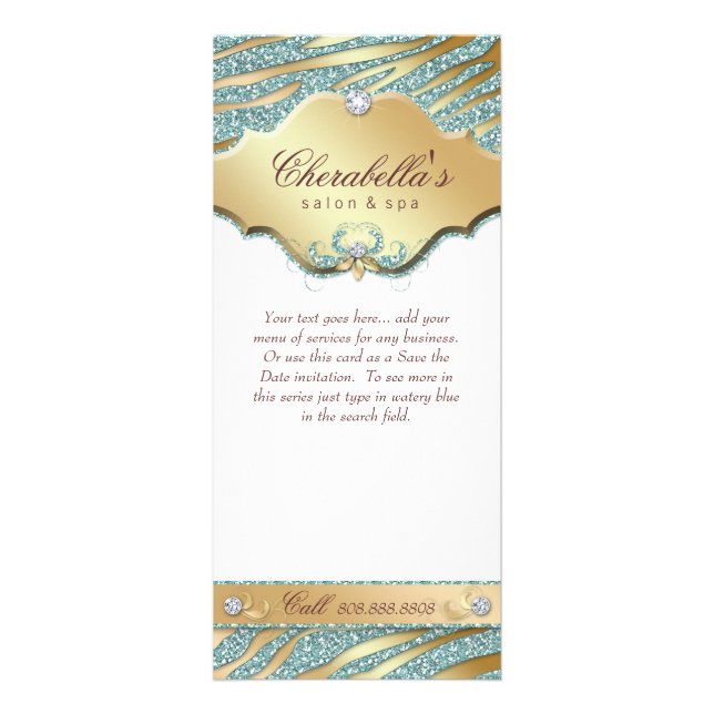Jewelry Rack Card Teal Gold Sparkle (Front)