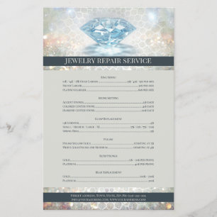 Jewelry Repair Price List Sparkling Diamond Flyer
