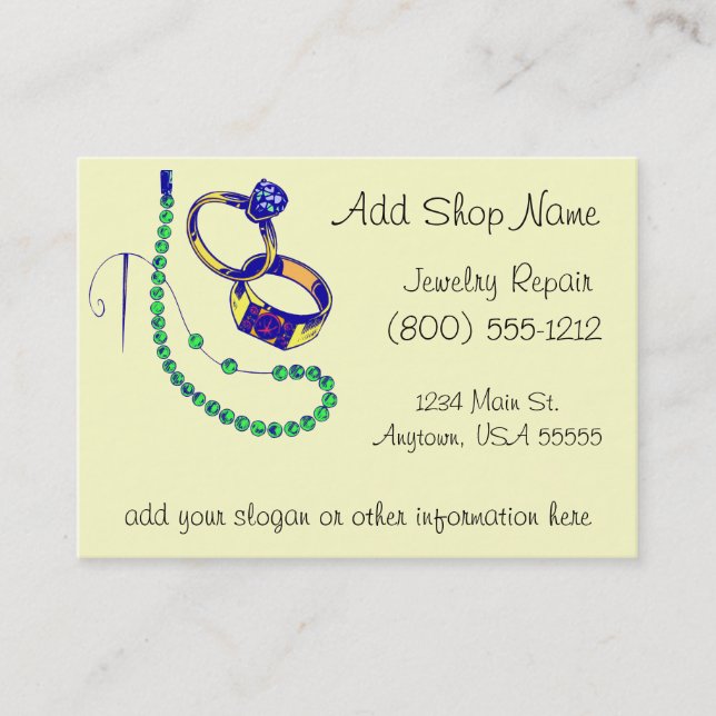 Jewelry Repair Shop Business Card (Front)