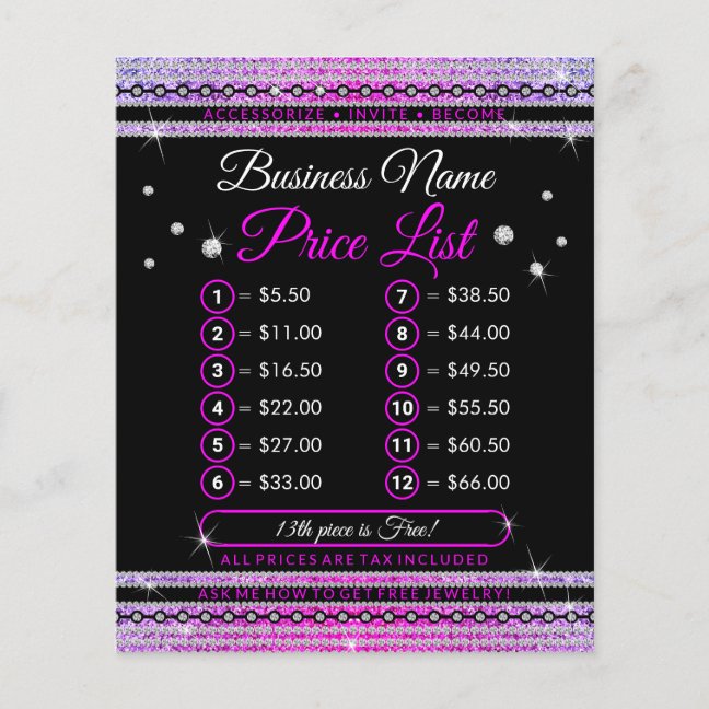 Jewelry Reseller Price List Flyer