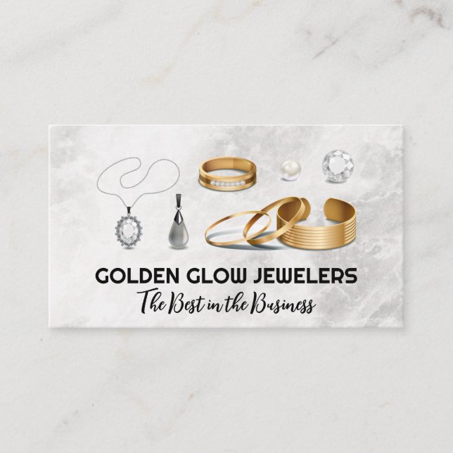 Jewelry | Rings Necklaces Gold Diamond Pearls Business Card (Front)