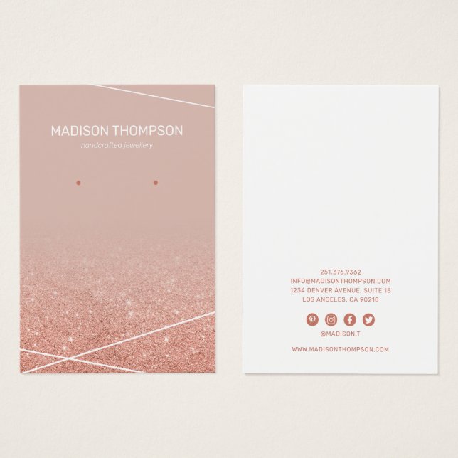 Jewelry Rose Gold Glitter Earring Display (Front & Back)