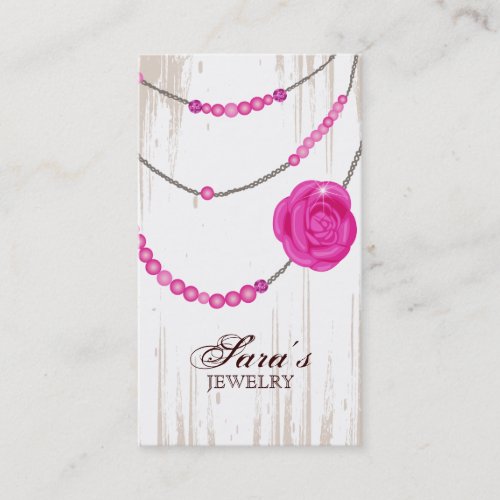 Jewelry Rose Necklace Brown Pink Business Card Template