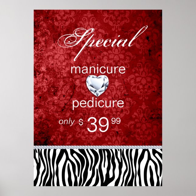 Jewelry Sale Damask Salon Zebra Valentine's Poster (Front)
