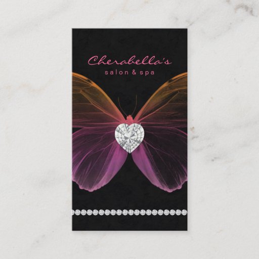 Customizable Jewelry Salon Business Card Spa Butterfly Pink