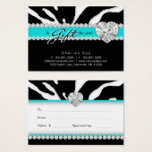 Jewelry Salon Gift Card Zebra Animal Lips Blue (Front & Back)
