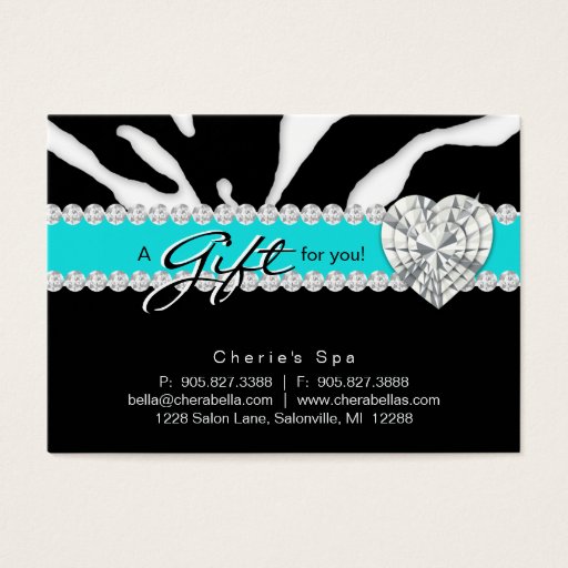 Customizable Jewelry Salon Gift Card Zebra Animal Lips Blue Business Card